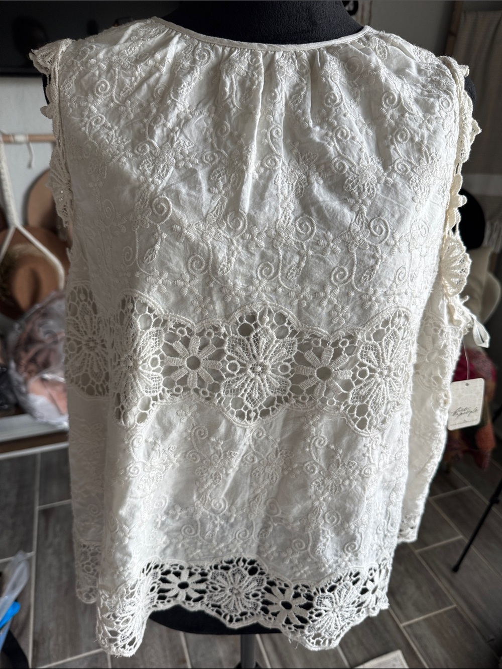 Free People Ashtin Set Cream Lace-Top and High-Waist Set- Oversized - Picture 6 of 10
